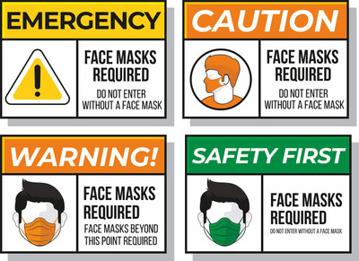 Techfit Face Mask Required, Do Not Enter Without A Face Mask, Caution Notice Emergency Safety First, Face Masks Beyond This Point Required Emergency Sign