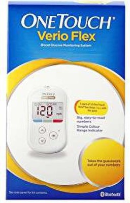 OneTouch Verio Flex Blood Glucose Monitor with Reveal mobile application(FREE 10 strips + lancing device + 10 lancets) Glucometer(White)