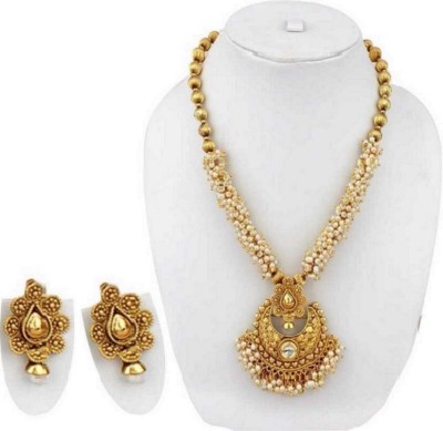 BHANA STYLE Alloy Gold-plated White, Gold Jewellery Set(Pack of 1)