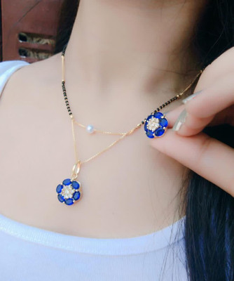 Pihoo Enterprise Alloy Gold-plated Blue Jewellery Set(Pack of 1)