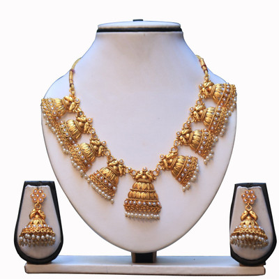 Ethnicking Alloy Gold-plated Gold, White Jewellery Set(Pack of 1)