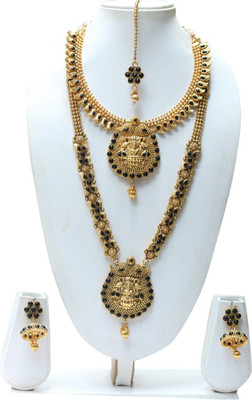 Ethnicking Brass, Copper, Alloy Gold-plated Maroon, Gold Jewellery Set(Pack of 1)