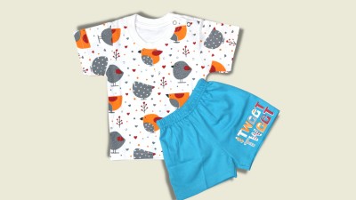 Mojua Baby Boys & Baby Girls Party(Festive) T-shirt Shorts(Multicolor)