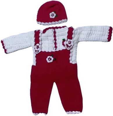 Cute Collection Baby Boys & Baby Girls Party(Festive) Dungaree Top(Red)