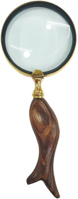 GOLA INTERNATIONAL Antique Replica Wood Handle Hand held detachabke Magnifying Glass Lens Brass Ring Yes Reading Magnifying Glass(brown, black)