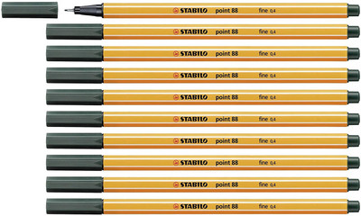 Stabilo Point 88 - Fineliner Pen - 88/63-10PC(Set of 10, Olive Green)
