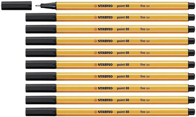 Stabilo Point 88 - Fineliner Pen - 88/46-10PC(Set of 10, Black)