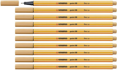 Stabilo Point 88 - Fineliner Pen - 88/89-10PC(Set of 10, Dark Ochre)