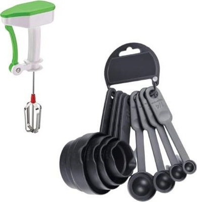 HomeSign 8 Pcs Measuring Cups And spoon Set and Power Free Stylish Hand Blender Kitchen Tool Set(Multicolor, Blender, Measuring Jug)