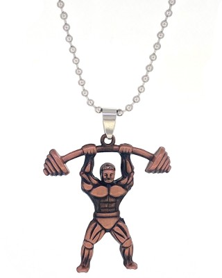 Devora Fitness Gym chain Bodybuilding Sport Dumbbell Barbell Pendant chain for Men and boys Rhodium Stainless Steel Pendant
