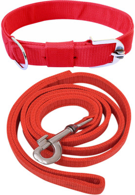 UDAK Dog Belt Combo of 1.5 inch Red Dog Collar & Leash Specially for Large Breed Dog Collar & Leash(Large, Red 1.5)