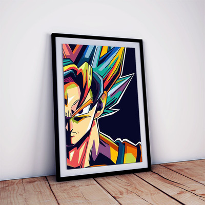 Goku Dragon Ball Z Poster Framed For Home Decor Wall Art Fine Art Print(18 inch X 12 inch)