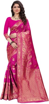 mahalaxmi fab Woven Bollywood Art Silk Saree(Gold, Pink)