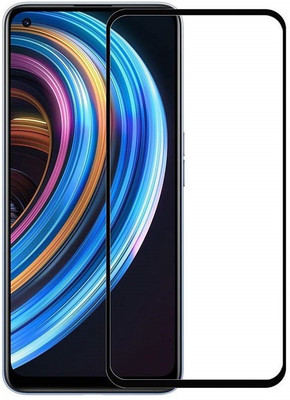 ELEF Edge To Edge Tempered Glass for Realme X7 11D Tempered Full Screen Covrage Full Glue with 9H Hardness and 2.5D Curve Edges-Black(Pack of 1)