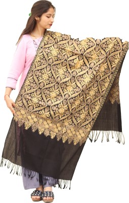 Radha Madhav Enterprise Acrylic Embroidered Women Shawl(Black)