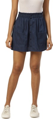 TREND ARREST Solid Women A-line Dark Blue Skirt