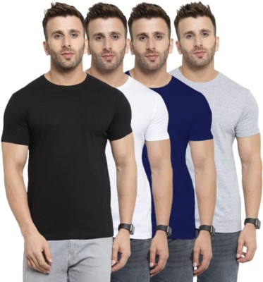 YouthPoi Solid Men Round Neck Multicolor T-Shirt