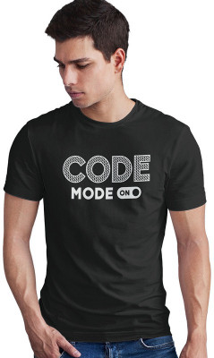 DUDEME Printed Men Round Neck Black T-Shirt