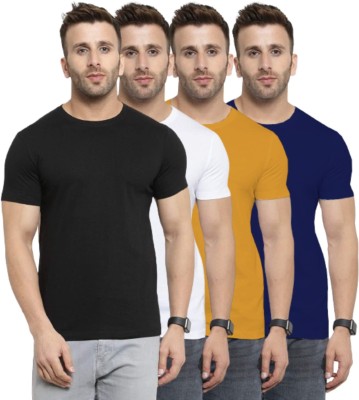 YouthPoi Solid Men Round Neck Multicolor T-Shirt