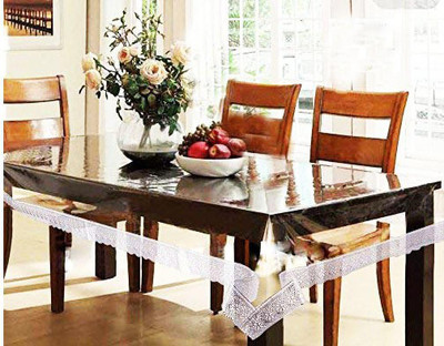 FORMONIK Solid 4 Seater Table Cover(clear and white, PVC)