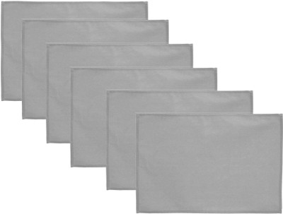 Lify Rectangular Pack of 6 Table Placemat(Grey, Cotton)