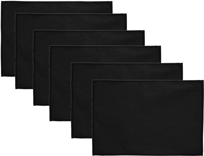 Lify Rectangular Pack of 6 Table Placemat(Black, Cotton)
