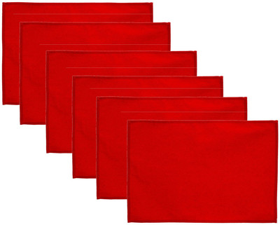 Lify Rectangular Pack of 6 Table Placemat(Red, Cotton)