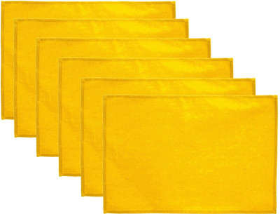 Lify Rectangular Pack of 6 Table Placemat(Yellow, Cotton)