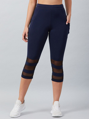 BLINKIN Self Design Women Dark Blue Tights