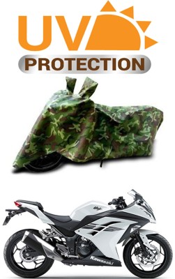 RONISH Waterproof Two Wheeler Cover for Kawasaki(Ninja 300, Green)