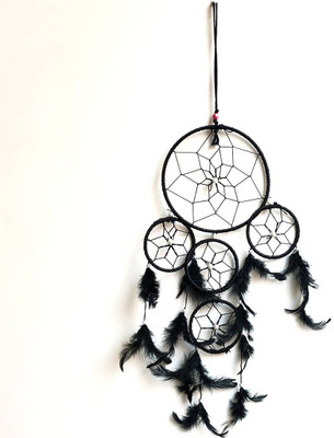 gandak Black dream Catcher home/office/shop/car/wall Feather Dream Catcher(6 inch, Black)