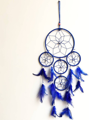 gandak Dream Catcher blue Home/Wall Hangring/Office/Gift Feather Dream Catcher(6 inch, Blue)