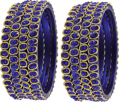 ZULKA Glass Zircon Bangle Set(Pack of 8)