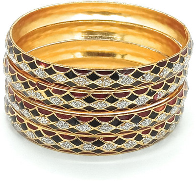 ZEWAR Brass Gold-plated, Enamel Bangle Set(Pack of 4)