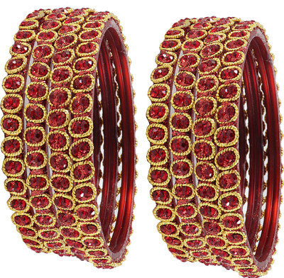 ZULKA Glass Zircon Bangle Set(Pack of 8)