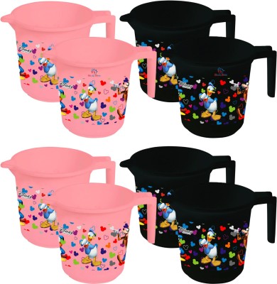 Heart Home Plastic Bath Mug(Pink, Black 0.5)