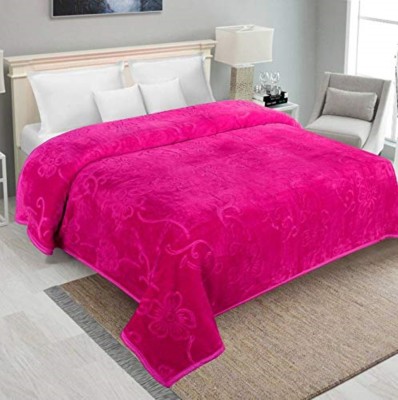 Beta Divine Floral Double Mink Blanket for  Mild Winter(Poly Cotton, Pink)