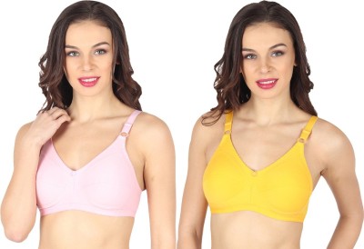 Winsure Women T-Shirt Non Padded Bra(Pink, Yellow)