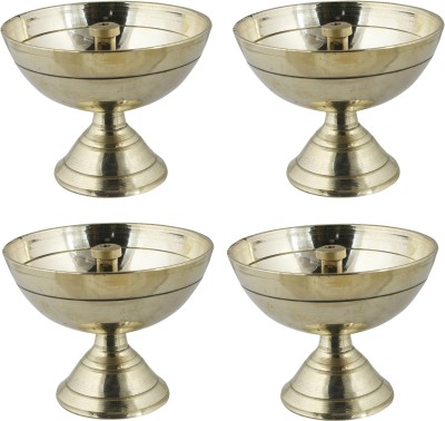 RoyaltyLane Brass table diya Brass (Pack of 4) Table Diya Set(Height: 2 inch)