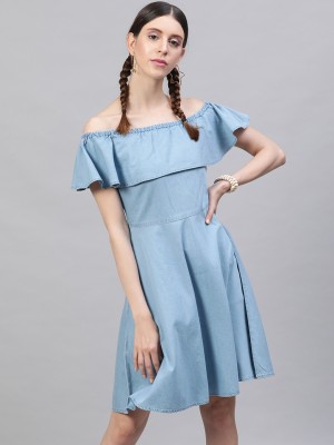 STREET9 Women A-line Blue Dress