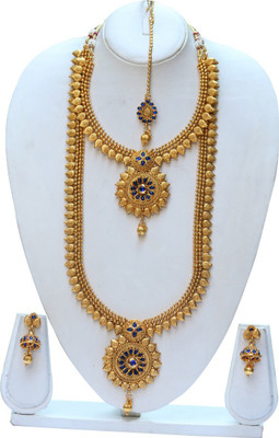 Ethnicking Brass, Copper, Alloy Gold-plated Maroon, Gold Jewellery Set(Pack of 1)
