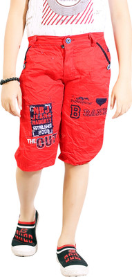 AD & AV Short For Boys Casual Printed Cotton Blend(Red, Pack of 1)