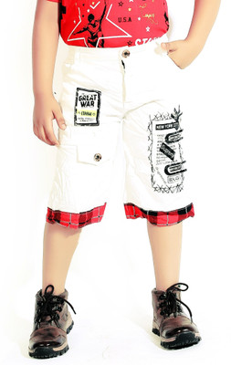 AD & AV Short For Boys Casual Printed Cotton Blend(White, Pack of 1)