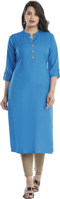 Modern Attire Women Solid Straight Kurta(Light Blue)