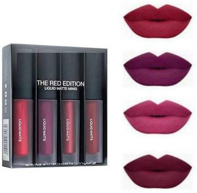 CIVAKI The Red Edition Liquid Matte Minis Lipstick Set Of 4 (Red Edition)(Multicolor, 12 ml)
