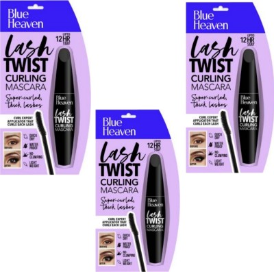 BLUE HEAVEN NEW Water Proof Long Lash Walk Free Curling Mascara (PACK OF 3) 12 ml(BLACK)