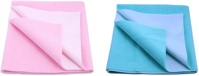 Da Anushi Cotton Baby Bed Protecting Mat(Pink, Peacock Blue, Medium, Pack of 2)