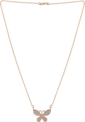3SIX5 Brado Jewellery Exclusive Micro Rose Gold Plated White American Diamond Beautiful Butterfly Shape Daily wear Necklace Golden Chain Pendant for Women and Girls Diamond Gold-plated Plated Alloy Chain