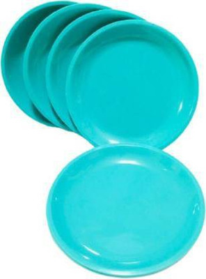 Kanha plastic Round Snack Plate, green - 12 Pcs Half Plate(Pack of 12, Microwave Safe)