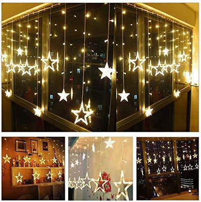 spark world 138 LEDs 3.51 m Yellow Color Changing, Flickering, Steady Star Rice Lights(Pack of 1)
